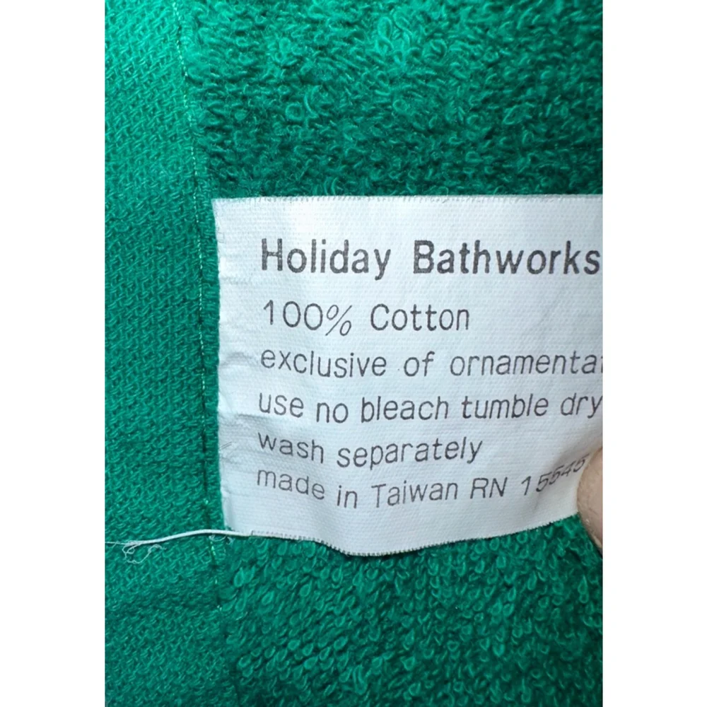 Vintage Holiday Bathworks Towel Snowman Appliqué Green 22 x 38